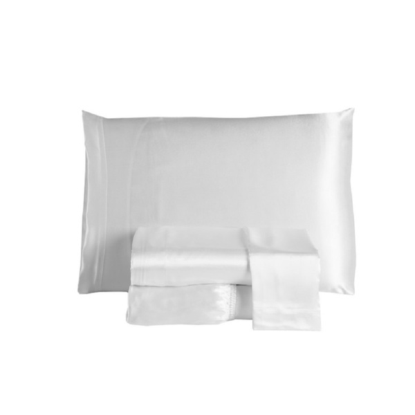 Jogo Lençol Queen Cetim Charmous 4pç 100% Poliéster - Branco