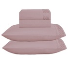 Jogo Lençol Queen Elegance Bordado 4pç 100% Poliéster - Malva