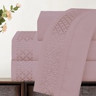 Jogo Lençol Queen Elegance Bordado 4pç 100% Poliéster - Malva