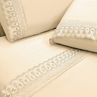 Jogo Lençol Queen Grace Bordado 4pç 100% Poliéster - Areia