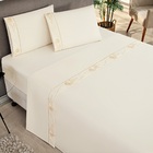 Jogo Lençol Queen Realeza Percal 180 Fios 4 Pçs Palha