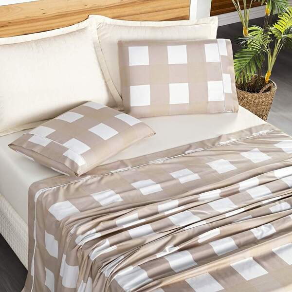 Jogo Lençol Solteiro Ivy Micropercal 200fios 3 Pçs Caqui