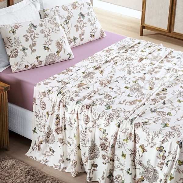 Jogo Lençol Solteiro Malha Milly 3 Pçs Butter