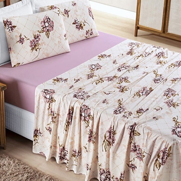 Jogo Lençol Solteiro Malha Milly 3 Pçs Rosé