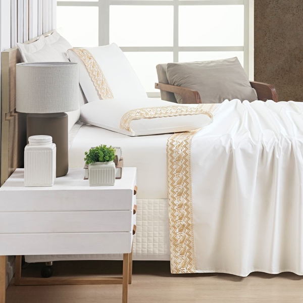 Jogo Lençol Supreme King 04 Peças 400 Fios - Of White