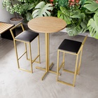 Jogo Mesa Alta Bistrô Redonda Pinus 2 Banquetas Confort Estof