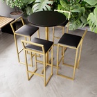 Jogo Mesa Alta Bistrô Redonda Preta 4 Banquetas Estofado Conf