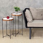 Jogo Mesa Canto Apoio Conjunto Lateral Redonda Pequena Ambien