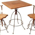 Jogo Mesa Com 2 Banquetas Reguláveis Em Madeira E Ferro - Cód