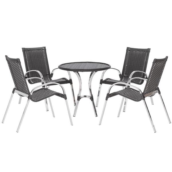 Jogo Mesa Com 4 Cadeiras Em Aluminio E Fibra (cadeiras Colomb
