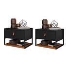 Jogo Mesa De Cabeceira Jesko Preto Cedro