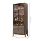 Jogo Mesa De Centro E Cristaleira Mônaco Cinza/cedro