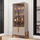 Jogo Mesa De Centro E Cristaleira Mônaco Off White/cedro