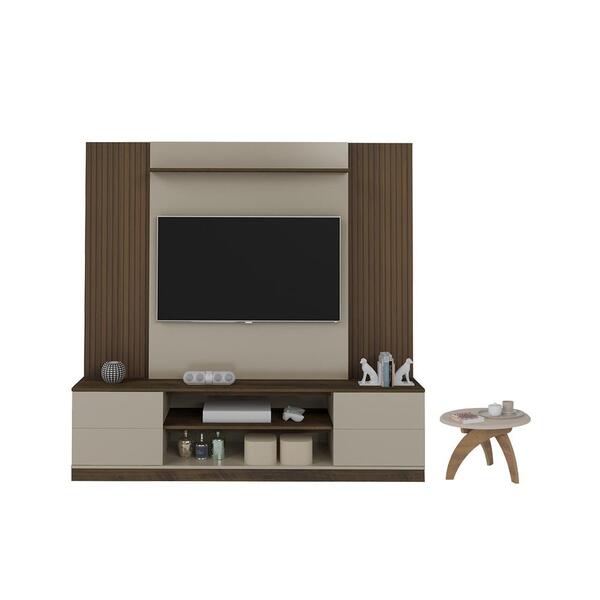 Jogo Mesa De Centro E Home Gary Pinho Ripado Off White