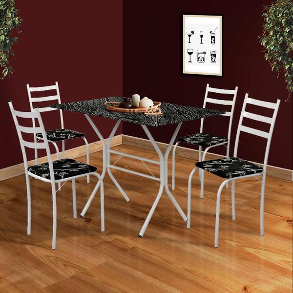 Jogo Mesa De Cozinha Com 4 Cadeiras Branco Louisiana Shop Jm