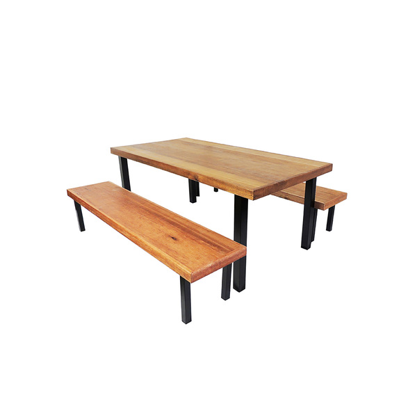 Jogo Mesa E 2 Bancos Industrial Dallas 1 20m Ferragem Preta