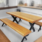 Jogo Mesa E 2 Bancos Industrial Texas 1 20m Ferragem Preta