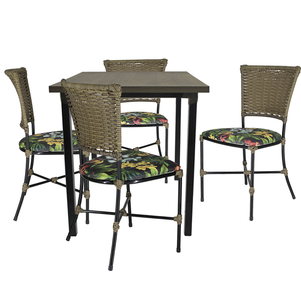 Jogo Mesa E 4 Cadeiras Gramado De Área Jardim Móveis Interno