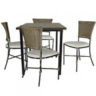 Jogo Mesa E 4 Cadeiras Gramado Fibra Sintética Junco Para Áre