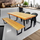 Jogo Mesa E Banco Industrial Diamond 2 00m E 3 Cadeiras