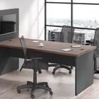 Jogo Mesa E Painel De Escritório Com 3 Cadeiras Freijó Preto