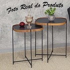 Jogo Mesa Lateral Apoio Conjunto Canto Preto Madeirado Redond