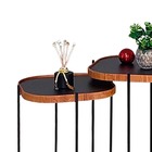 Jogo Mesa Lateral Apoio Conjunto Canto Preto Madeirado Redond