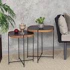 Jogo Mesa Lateral Apoio Conjunto Canto Preto Madeirado Redond