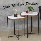 Jogo Mesa Lateral Apoio Conjunto Canto Preto Madeirado Redond