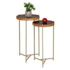 Jogo Mesa Lateral Apoio Conjunto Canto Redonda Pequena Rustic