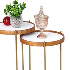 Jogo Mesa Lateral Canto Conjunto Apoio Redonda Pequena Madeir