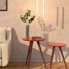 Jogo Mesa Lateral De Canto Pé Palito Vermelha 50 Cm