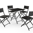 Jogo Mesa Preto Dobravel C/ 4 Cadeiras Dobravel Preto