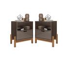 Jogo Mesas De Cabeceira Toch Cinza Perola