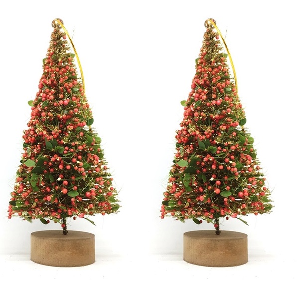 Jogo Mini Pinheiro Rústico Decorado Natal Luxo Enfeite De Mes