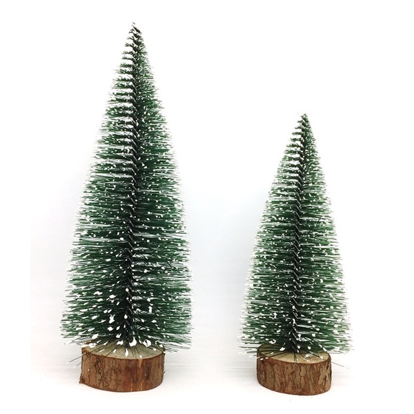 Jogo Mini Pinheiro Rústico Natal Nevado Enfeite De Mesa 20 E