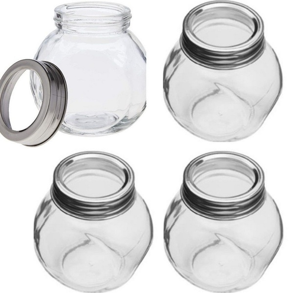 Jogo Mini Potes Tempero  Vidro Tampa Visor 200ml 4 Un  Lyor