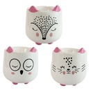 Jogo Mini Vaso Cerâmica Bichinho Para Suculenta 3 Peças - Mun