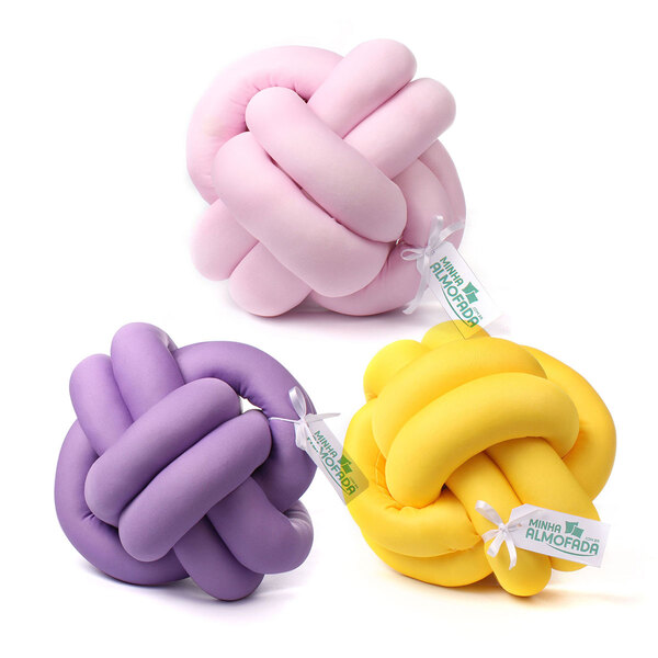 Jogo Nó Escandinavo 3 Unidades Amarelo, Rosa E Lilás Para Cama