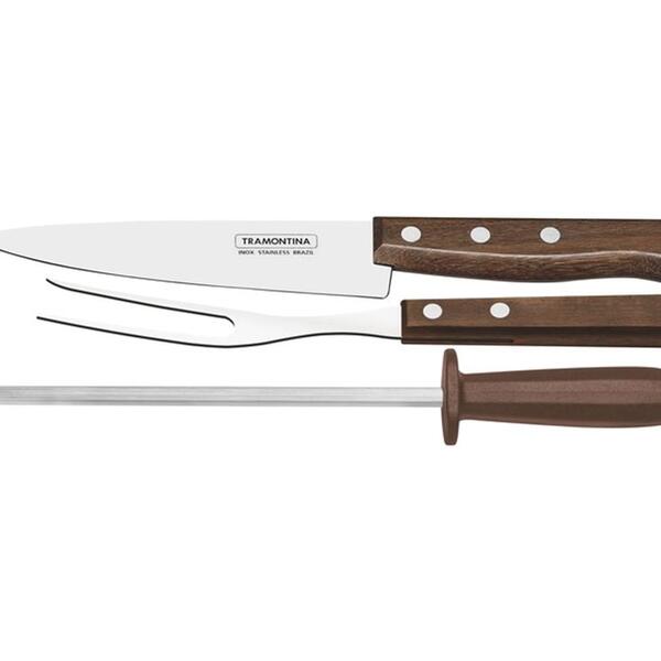 Jogo P Churrasco 3 Peças Tradicional Sortidos Com Laminas De