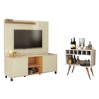 Jogo Painel Rack Para Tv E Aparador Roma Off White Madeirado