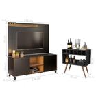 Jogo Painel Rack Para Tv E Aparador Roma Preto Madeirado