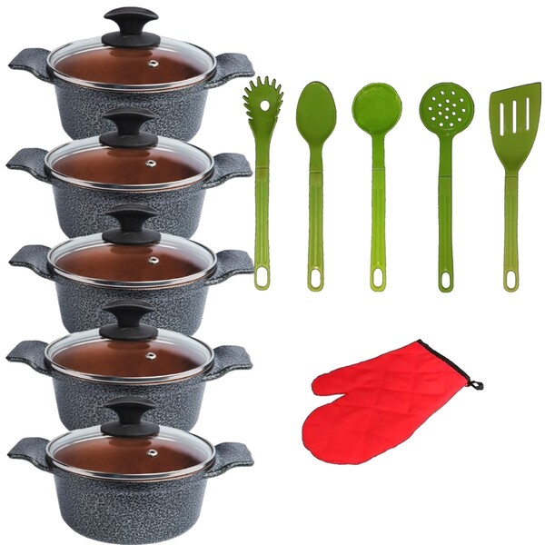 Jogo Panela Preto Antiaderente Gold Javali Aa1 16 A 24cm