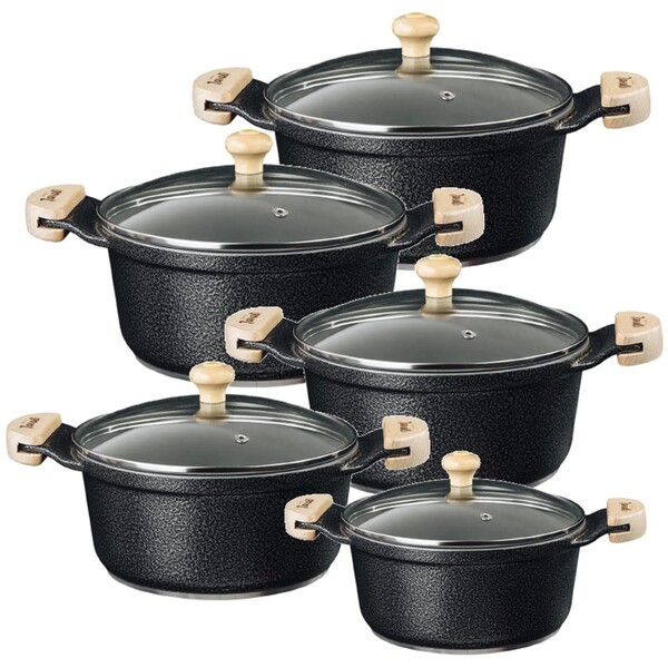 Jogo Panela Preto Craq Antiaderente Cerâmica Javali Am 16a24