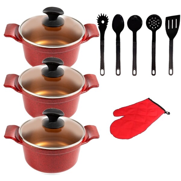 Jogo Panela Vermelha Antiaderente Gold Javali Aa1 26 A 30cm