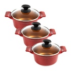 Jogo Panela Vermelha Antiaderente Gold Javali Aa 26 A 30cm