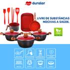 Jogo Panelas 10 Peças Utensílios Silicone Vermelho Duralar