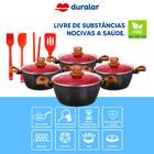 Jogo Panelas 8 Peças Utensílios Silicone Vermelho Duralar