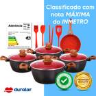 Jogo Panelas 9 Peças Utensílios Silicone Vermelho Duralar