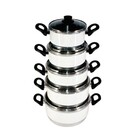 Jogo Panelas Alumínio Branco Tampa De Vidro 5 Peças - Branco